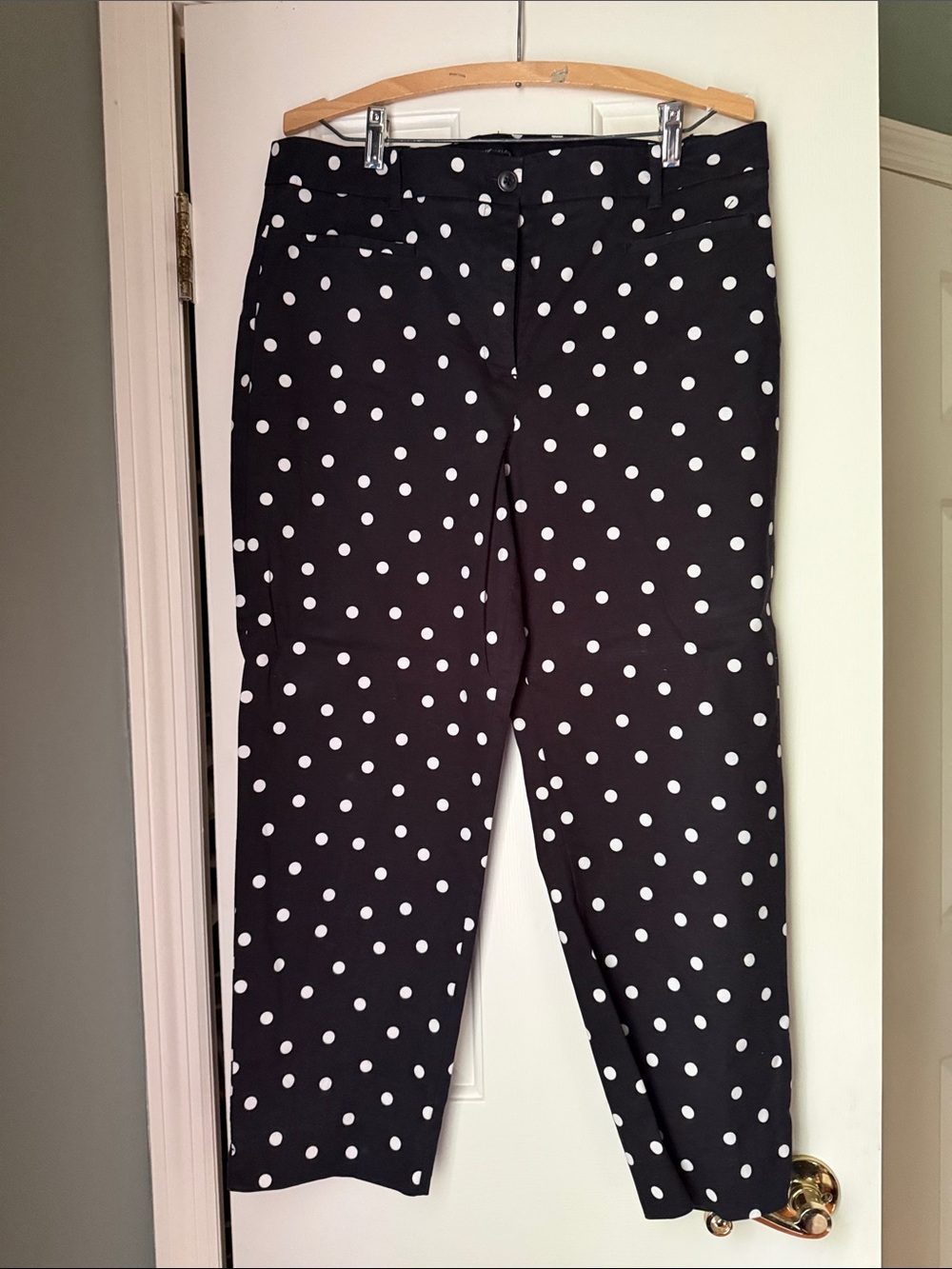 Ann Taylor Black and White Polka Dot Capris